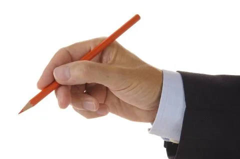 Rotstift in Hand Stock Photos