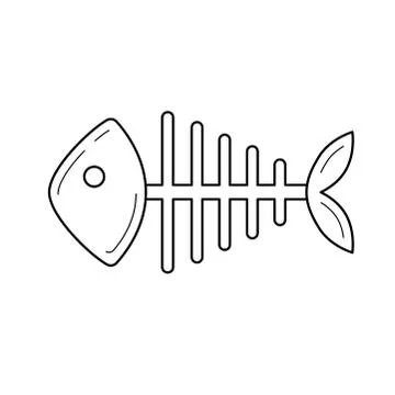 Rotten fish skeleton vector line icon. 스톡 일러스트