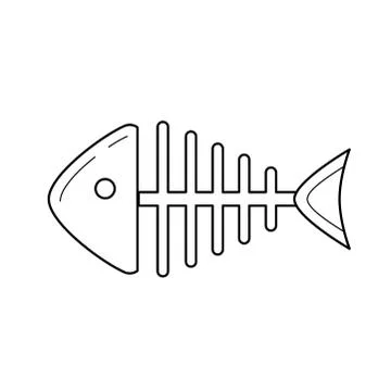 Rotten fish skeleton vector line icon. 스톡 일러스트