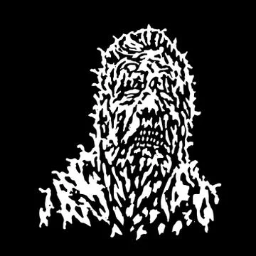 Rotten head of zombie. Vector illustration. Stock Illustration