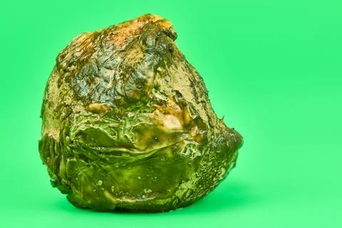 Rotten lemon, green background Foto stock
