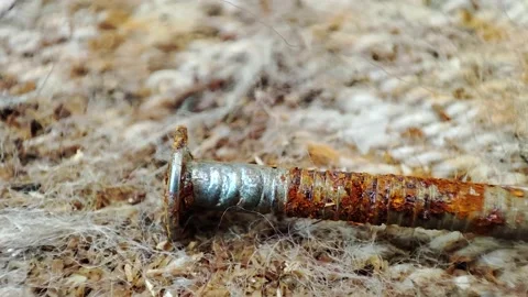 Rotten rusty iron and nails Stock Footage 165103538