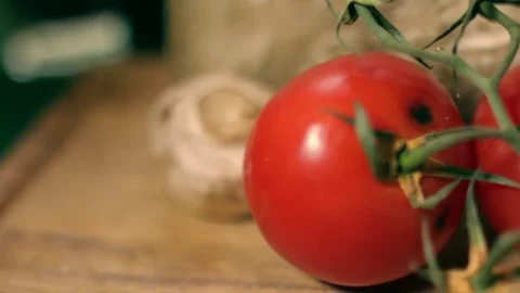 Rotten Tomatoes on Wooden Background Stock Footage 80991444