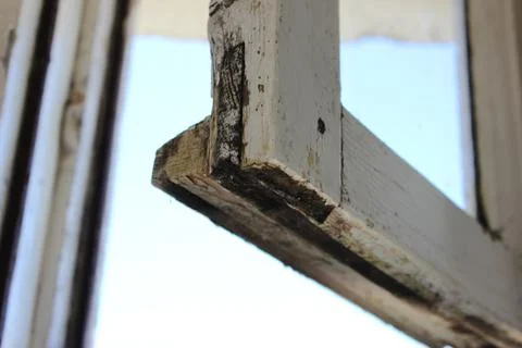 Rotten window frame Foto stock