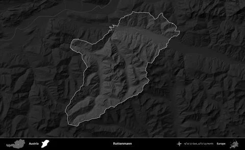 Rottenmann highlighted, Austria. Grayscale Illustration