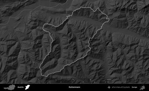 Rottenmann outlined, Austria. Grayscale Illustration