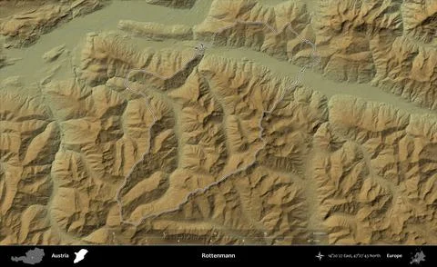 Rottenmann outlined, Austria. Physical Stock Illustration