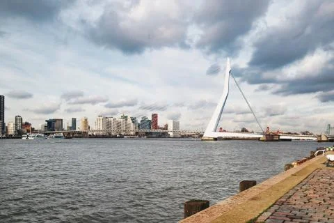 Rotterdam - 12 February 2019: Rotterdam, The Netherlands downtown skyline at Stock Photos