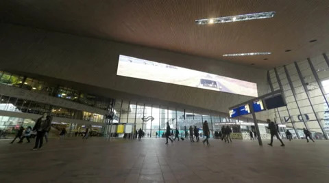Rotterdam Central Train Station Interior Time Lapse (Editorial) Video stock 46987160