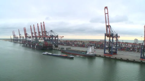 Rotterdam container harbour Stock Footage 65152364