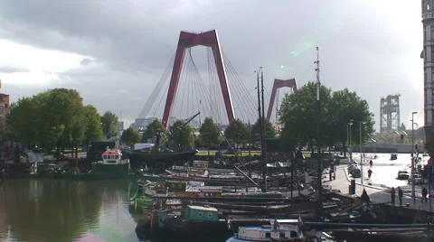 Rotterdam Harbor and Bridge 動画素材 1063806