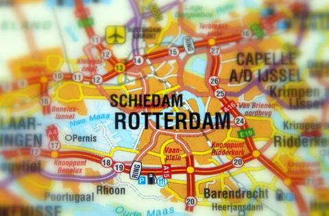 Rotterdam on a map Stock Photos