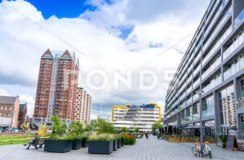 ROTTERDAM, Netherlands - August 10, 2016 : Street view of Rotterdam City Neth Stock Photos