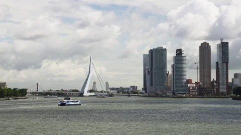Rotterdam Netherlands - view form the river Stock Footage 70014597