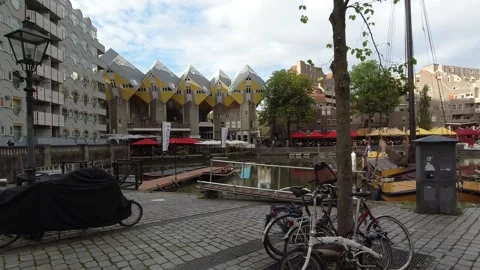 Rotterdam, Netherlands. View of Oudehaven. Stock Footage 254845906