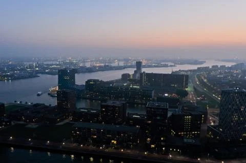 Rotterdam night view Stock Photos