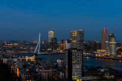 Rotterdam Night View Stock Photos