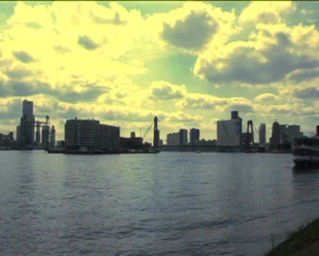 Rotterdam seen from the Maas Stock Footage 8342079
