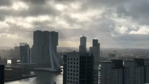 Rotterdam. Time Lapse of the rain clouds over the city. Stock Footage 157260043