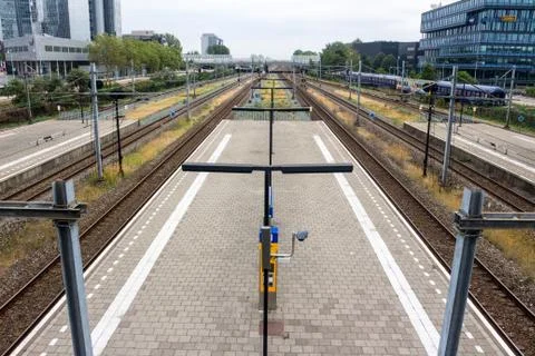 Rotterdam Train Central Station with the train Ban Station Top track view Stock Photos