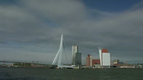 Rotterdam view with Erasmus Bridge Video stock 497630