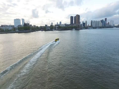 Rotterdam Watertaxi Erasmusbridge Stock Footage