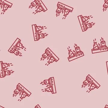 Rotting garbage riverbank line vector seamless pattern Stock Illustration