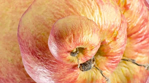 Rotting old red apple seamless loop zooming. Abstract background with ugly fruit Stock Footage 221934863