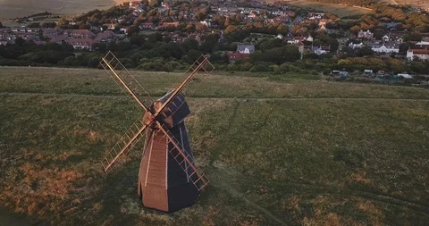 Rottingdean Windmill drone shot Stock Footage 113964260
