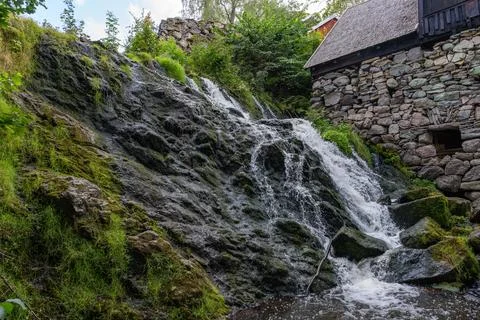 Rottle Vattenfall Waterfall in Sweden Stock Photos