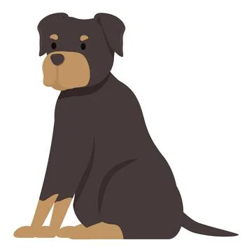 Rottweiler dog sitting looking forward illustration Stock Illustration
