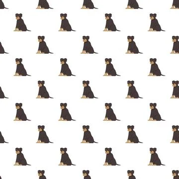 Rottweiler puppy repeating pattern design on white background Stock Illustration