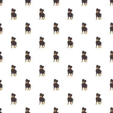 Rottweiler puppy repeating pattern on white background Stock Illustration