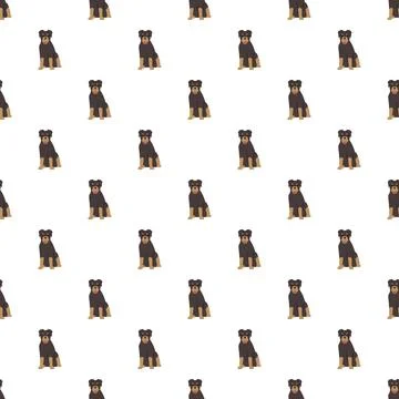 Rottweiler sitting dogs seamless pattern white background イラスト素材