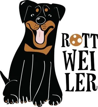Rottweiler smiling 스톡 일러스트