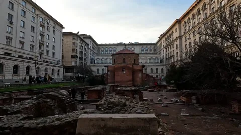 Rotunda of St. George, Sofia, and the Presidential Palace courtyard Stock Footage 317848262