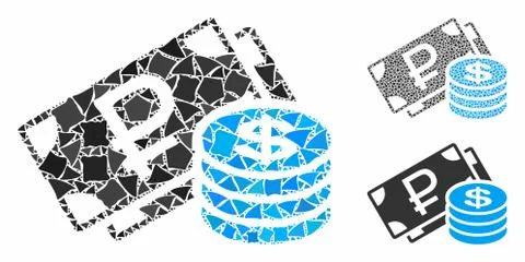 Rouble and dollar cash Composition Icon of Raggy Elements イラスト素材