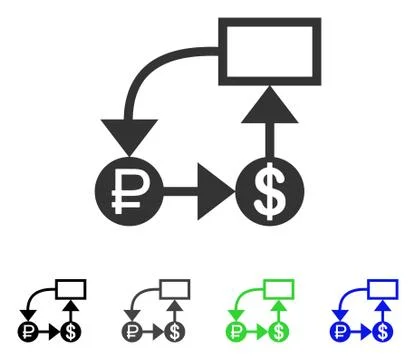 Rouble And Dollar Scheme Flat Icon Stock Illustration