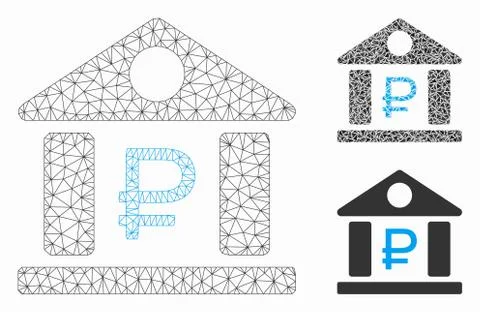 Rouble Bank Building Vector Mesh 2D Model and Triangle Mosaic Icon Ilustración de archivo