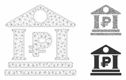 Rouble Bank Building Vector Mesh 2D Model and Triangle Mosaic Icon Ilustración de archivo