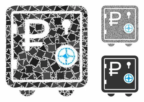 Rouble bank safe Composition Icon of Ragged Pieces 库存插图