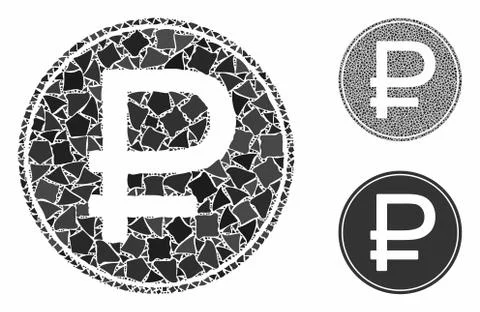 Rouble coin Composition Icon of Tuberous Items 스톡 일러스트