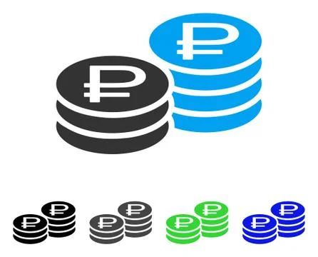 Rouble Coin Stacks Flat Icon Stock Illustration