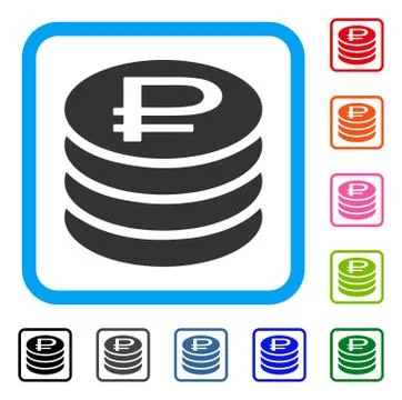 Rouble Coins Stack Framed Icon 库存插图