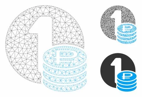Rouble Coins Vector Mesh Network Model and Triangle Mosaic Icon Stockillustratie