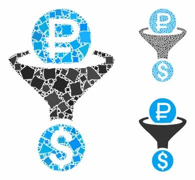 Rouble currency conversion Composition Icon of Tuberous Parts Stock Illustration