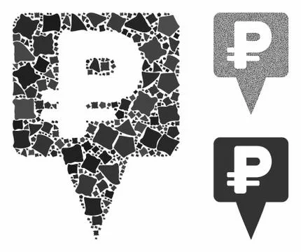 Rouble map pointer Composition Icon of Raggy Items 스톡 일러스트