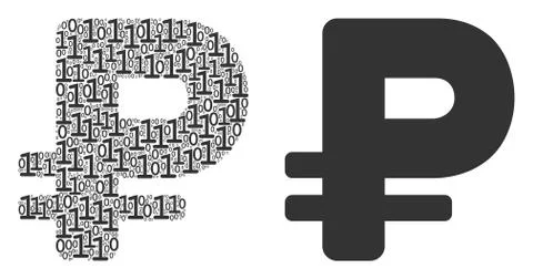 Rouble Mosaic of Binary Digits Stockillustratie