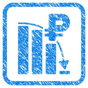 Rouble Panic Fall Chart Framed Stamp Illustrazione stock