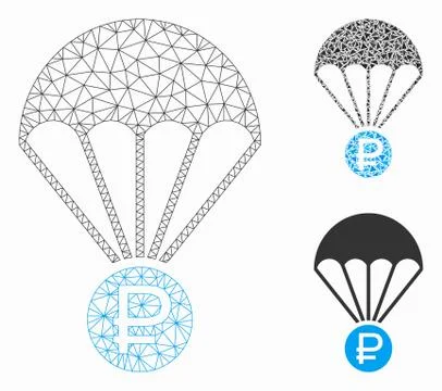 Rouble Rescue Vector Mesh Carcass Model and Triangle Mosaic Icon 스톡 일러스트